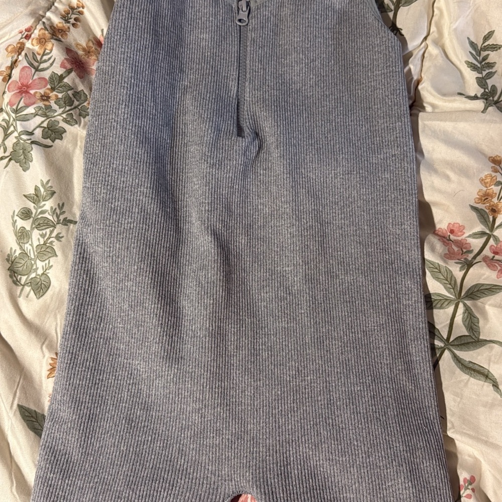 Gray Ribbed Sleeveless Dress